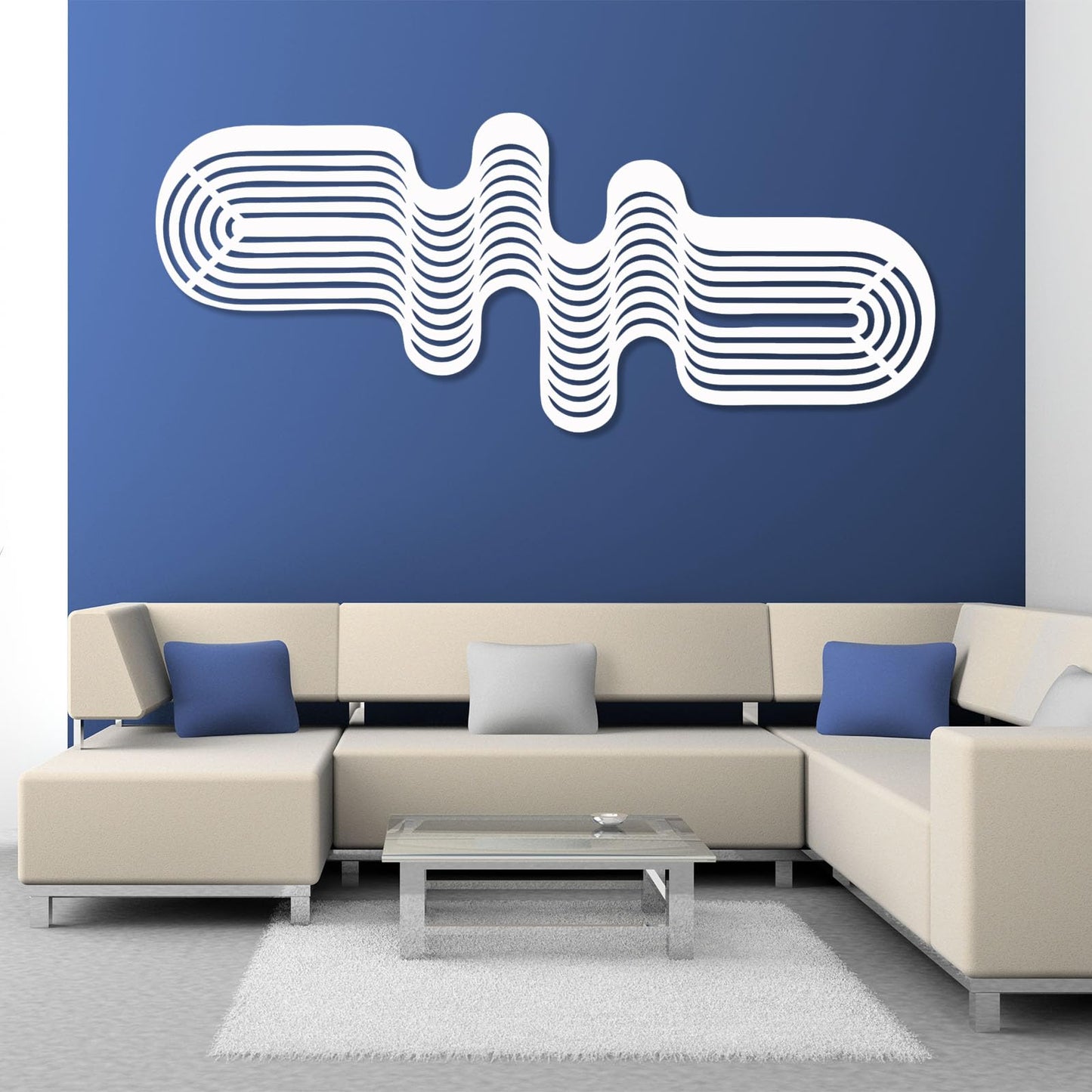 Minimalist Line Art Wall Decor, Abstract Lines Metal Wall Decor, Contemporary Metal Wall Art, Metal Geometric Wall Art, Modern Home Office Wall Decor, Living Room Wall Art (Silver, 53"x22" | 135x55cm)