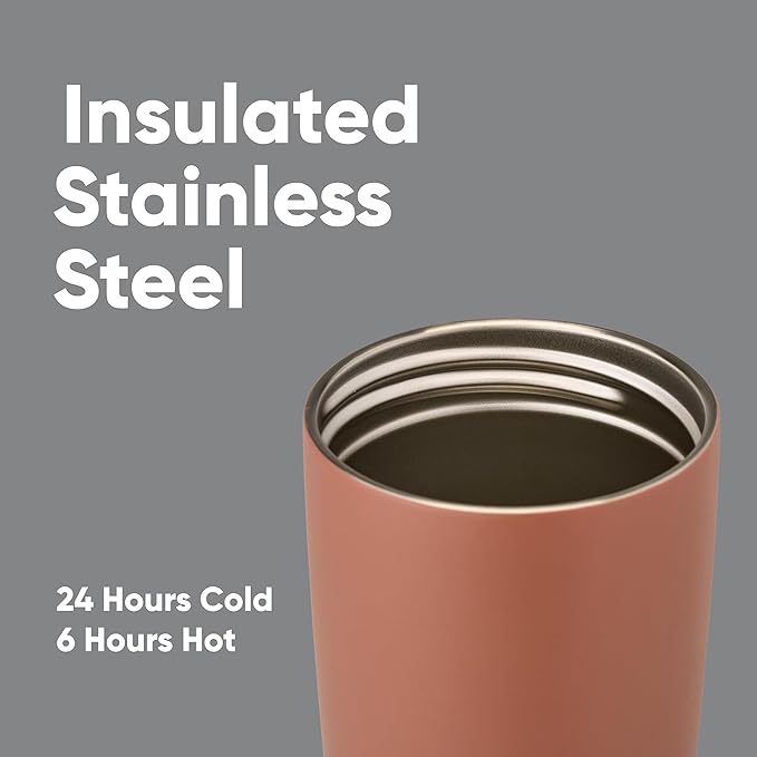 Owala SmoothSip Slider Insulated Stainless Steel Coffee Tumbler, Reusable Iced Coffee Cup, Hot Coffee Travel Mug, BPA Free 20 oz, Cozy Cocoa (Pack of 8)