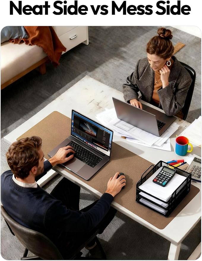 YSAGi Leather Desk Pad Protector, Office Desk Mat, Large Mouse Pad, Non-Slip PU Leather Desk Blotter, Laptop Desk Pad, Waterproof Desk Writing Pad for Office and Home (Shiny Bronze, 47.2" x 23.6")