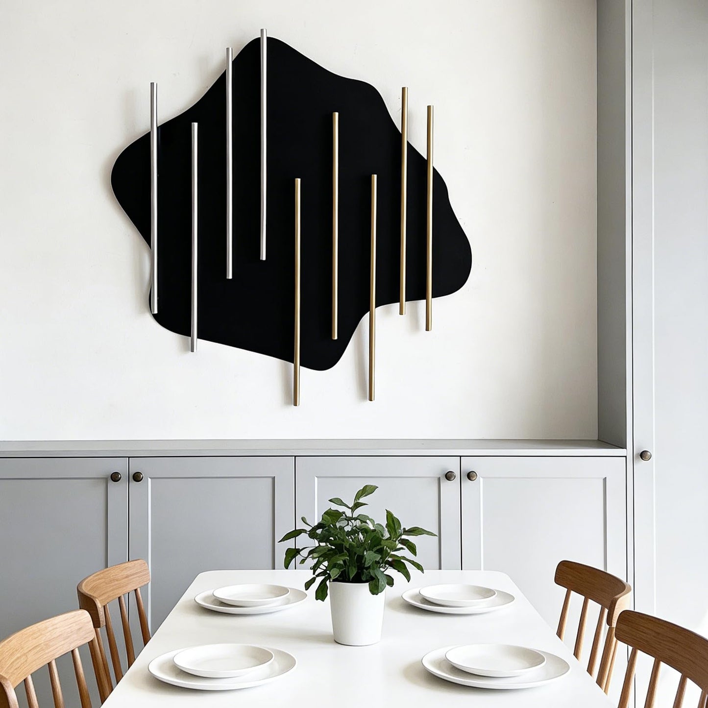 HYVAKUPPA 3D Large Metal Wall Decor Modern Aesthetic Wall Sculptures 19.3”W by 19.7”H Luxury Geometric Circular Decor Wall Art Artwork for Bedroom Dining Living Room Wall Decorations