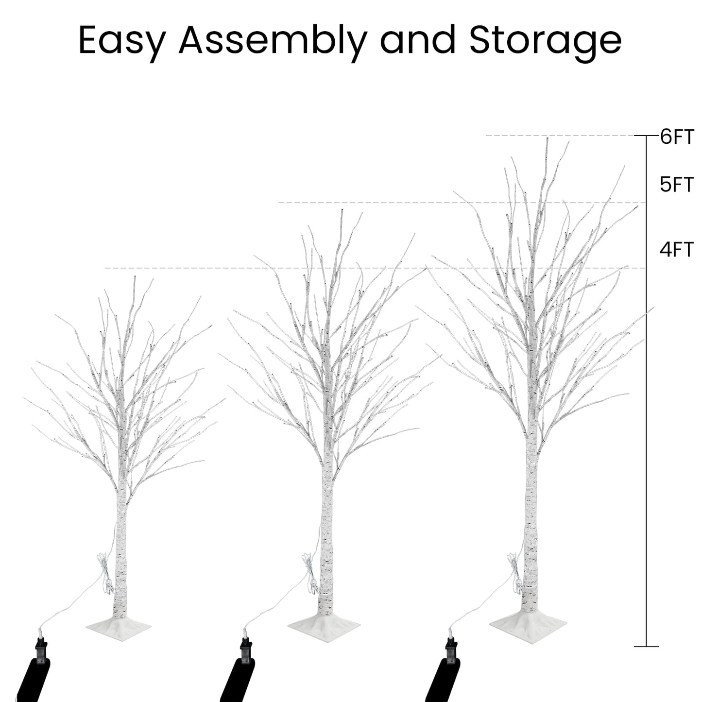 Lamerge Lighted Tree Set of 3,Christmas Tree 4Ft,5Ft and 6Ft with LED Lights, Halloween Decoration,Suit for Festival/Party,Wedding,Birthday,Indoor and Outdoor Use,Warm White (LBT3-WW)