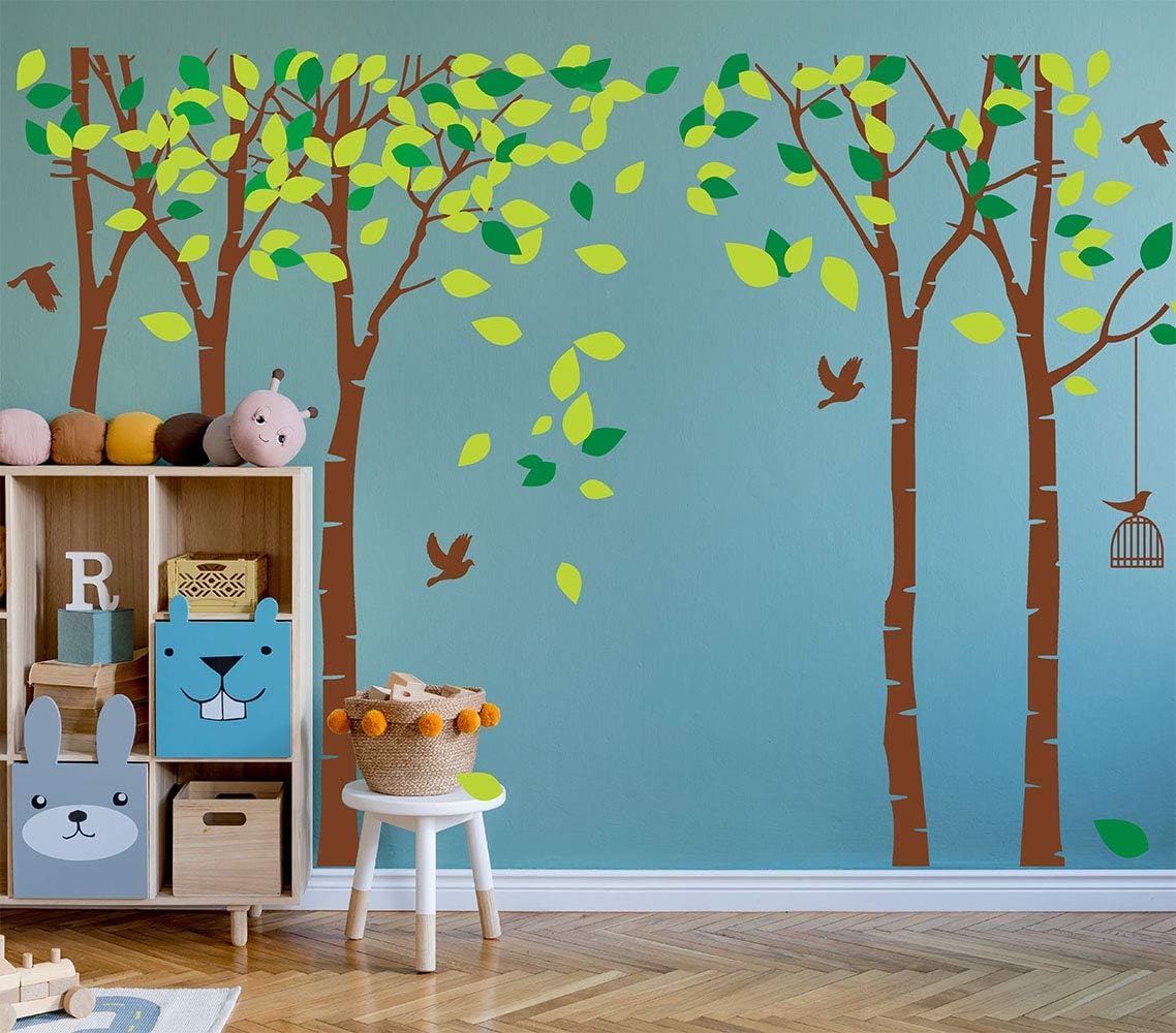 Giant Jungle Tree Wall Decal Tree Wall Sticker Removable Vinyl Sticker Mural Art Room Nursery Bedroom Living Room Decoration (103.9x70.9)