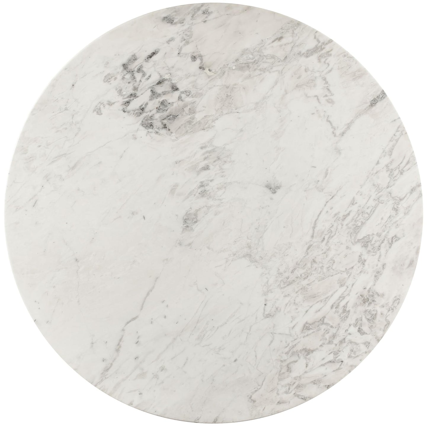 Meridian Furniture 248White-DT48 Genoa Collection Art Deco Dining Table with Handcrafted Genuine Marble, White Marble with Light Grey Veining, 48" W x 48" D x 30" H, White