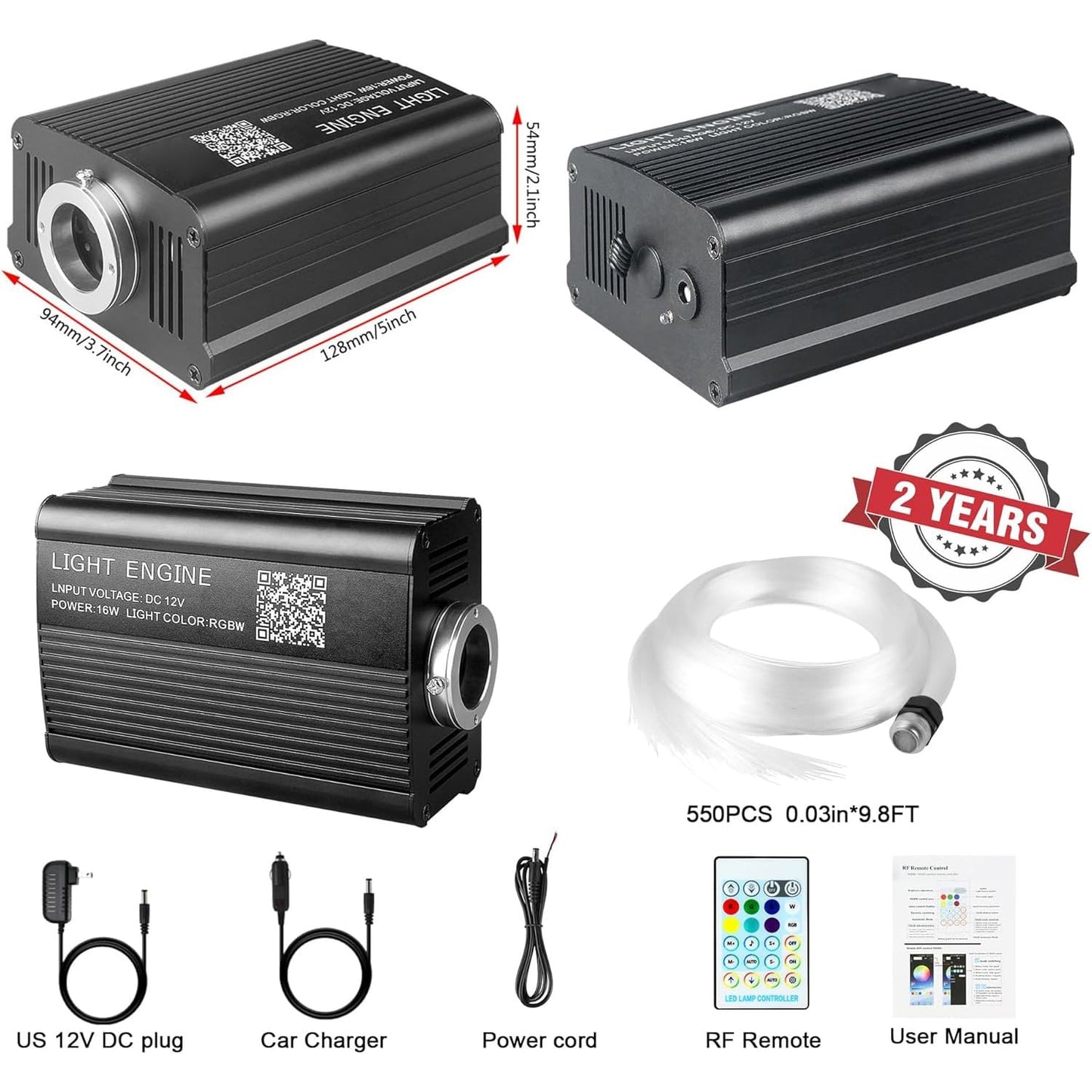Starlight Headliner Kit 550 Piece Twinkle 0.03in*9.8ft/0.75mm*3m, 16W Starlight Headliner Music/Voice Activated Star Lights for Car, VASTFIRE RGBW Starlights for Theater Game Bed Room Ceiling