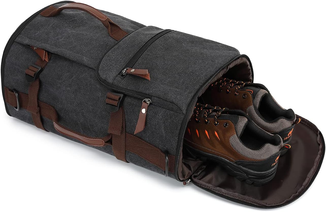 Backpack 4-Way Kalesi Gym Duffle Bag Vintage canvas with Shoes Compartment for travel Sport Hiking laptop (Vintage