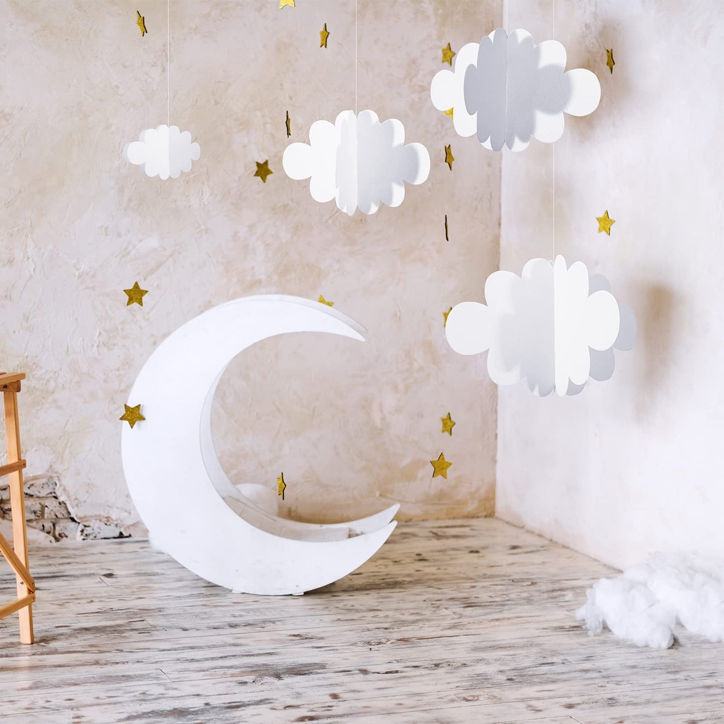 8 Pcs 3D Cloud Decoration Hanging for Ceiling Game Themed Party Decoration Artificial Cloud Ornament Hanging Ceiling Wall Banner Decor for Birthday Wedding Baby Shower Nursery Children Room