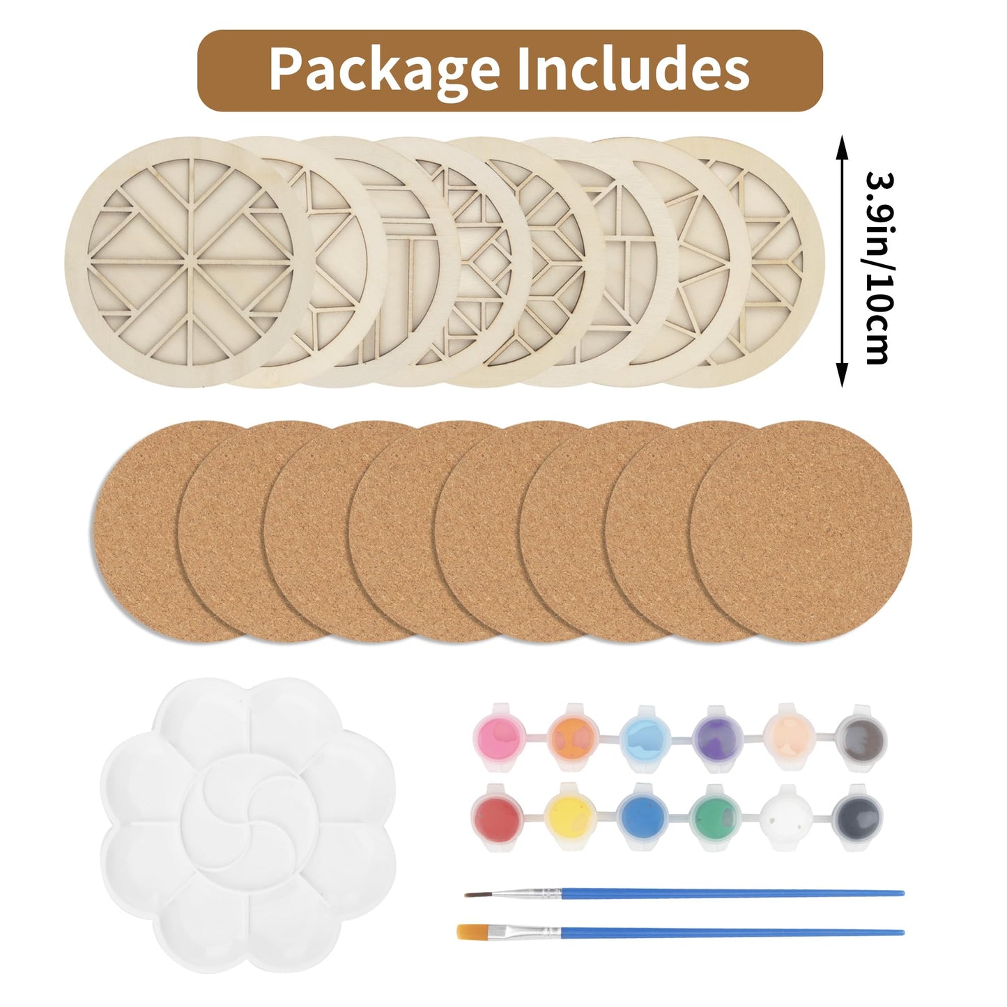 Temlum Wooden Coasters Painting Kit, Paint You Own Coaster Wooden Painting Craft Kit for Adults and Beginners Art Craft Supplies (Barn Quilt)