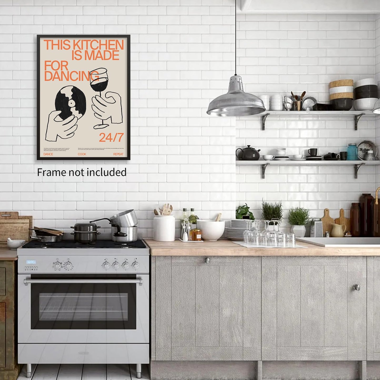 enttgo This Kitchen Is for Dancing Sign Wall Art Cocktail Alcohol Drink Poster Trendy Retro Coffee Dining Room Canvas Prints Bar Cart Wall Decor 12x16 inch Unframed