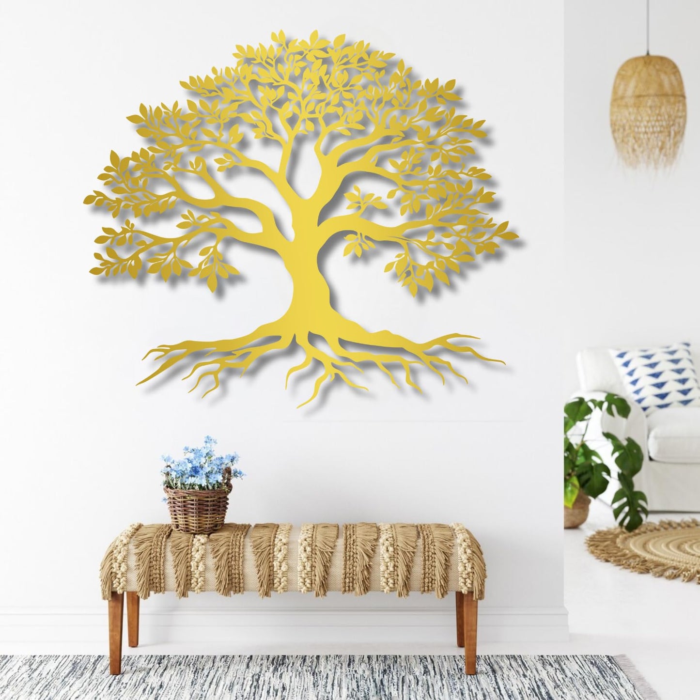 VTHTA Large Tree of Life Metal Wall Art,Tree Wall Sign for Living Room Bedroom Indoor Outdoor Garden Home Decoration (Black, 28" Wx24 H/70x61cm, Metal Wall Art)