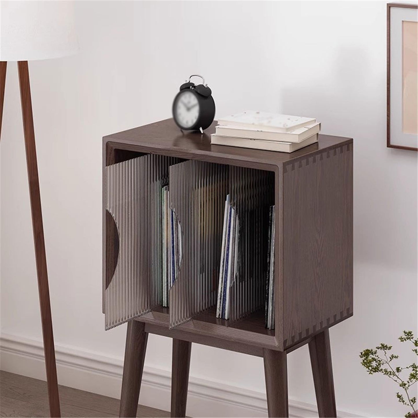 YUHUAWF Vinyl Record Holder Home Wooden Vinyl Record Storage Cabinet with Legs Display Rack for Albums Books Magazines CD Holder