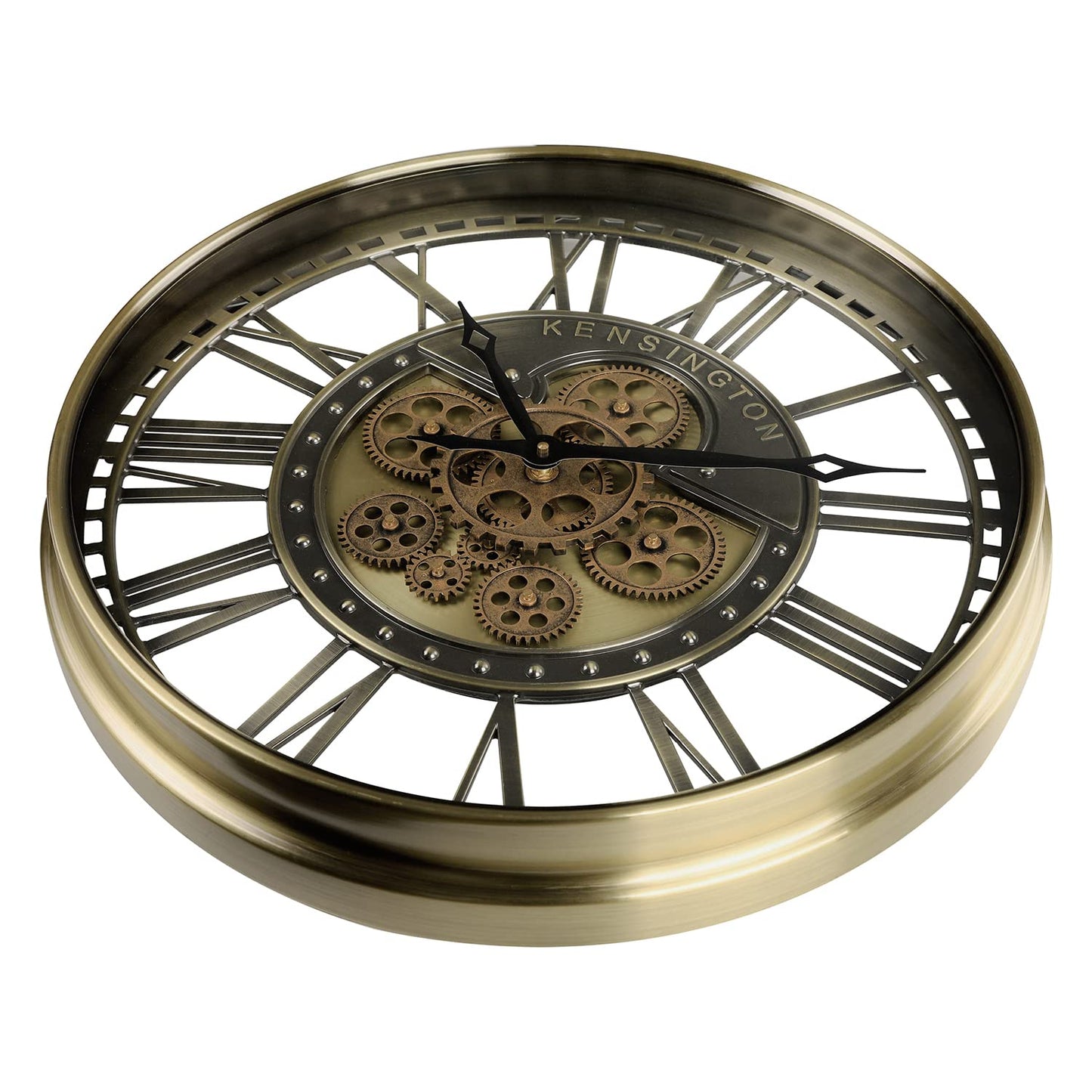 CLXEAST 21 Inch Large Moving Gears Wall Clock for Modern Farmhouse Living Room Decor, Brass Gold Roman Numerals Wall Clock Battery Operated,Reloj De Pared para Sala