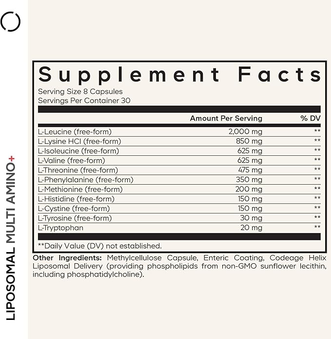 Codeage Multi Amino+ BCAA & EAA Supplement, All 9 Essential Amino Acids, Free-Form Branched-Chain Amino Acid Pills, Sport Supplement, Pre & Post Workout, Liposomal Delivery, Vegan, 240 Capsules