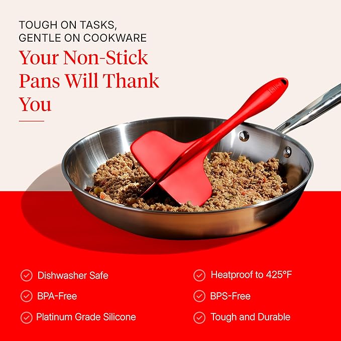 GIR: Get It Right Premium Silicone Quad Meat Chopper - 4 Blade Design - Kitchen Tools Meat Smasher for Ground beef, Potato Mash and Hamburger - Ultimate - 12 IN, Red