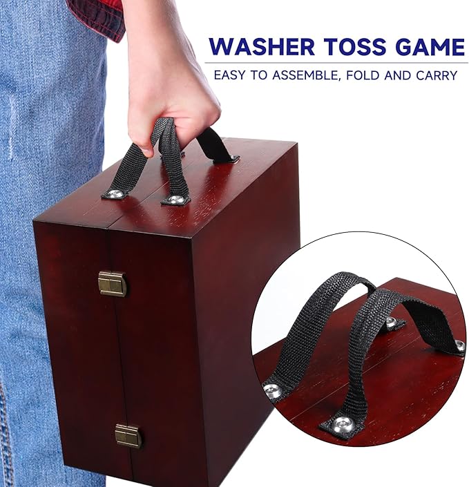 GSE Games & Sports Expert Premium Wood Washer Toss Game Set with 8 Washers with Bottle Opener for Adults and Family. Portable Lawn Game for Beach, Backyard, Pitching, Tailgating, Camping