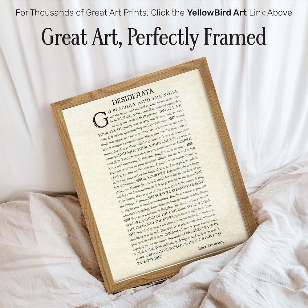 Desiderata Poem Wall Art Print FRAMED - Max Erhman - Typography - Makes a Great Gift for Home Decor - Inspirational and Motivational - Framed 8x10 Photo