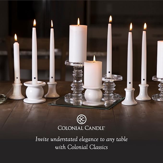 Colonial Candle Unscented Taper Candle, Classic Collection, Colonial Classic Green, 12 In, Pack of 12 - Up to 10 Hours Burn