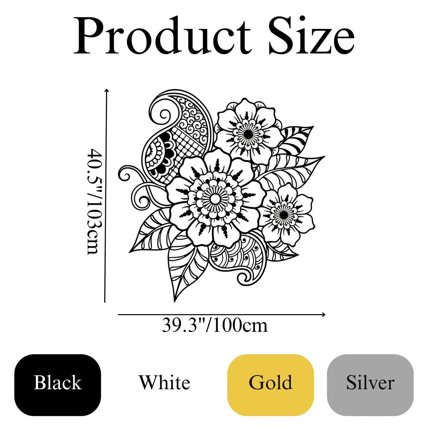 Large Metal Mandala Wall Art, Metal Mandala Wall Art, Mandala Wall Art, Boho Wall Decor, Black Metal Wall Art, Housewarming Gift, Office Decor (Gold, 40.5x39.3"/103x100cm)