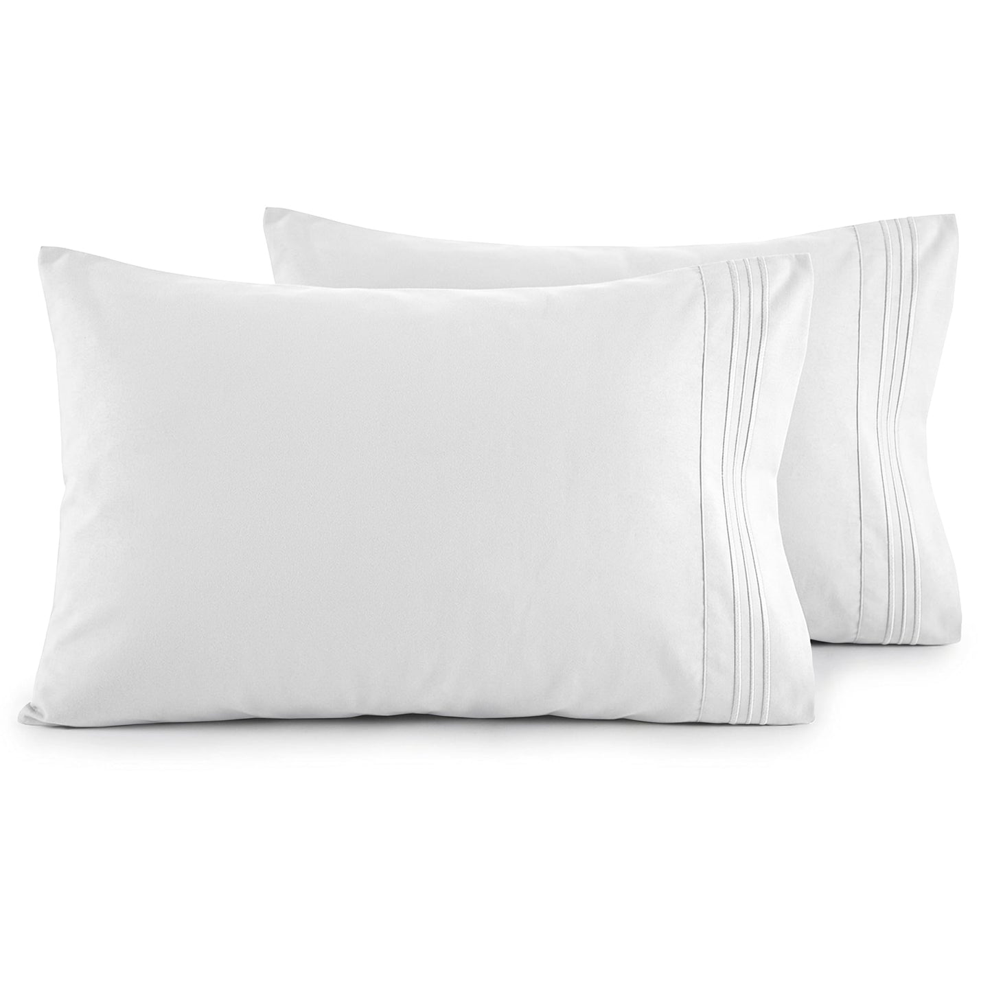 Elegant Comfort Luxury Ultra-Soft 2-Piece Pillowcase Set - 1500 Premium Hotel Quality Microfiber Double Brushed - Wrinkle Resistant, Standard/Queen, White
