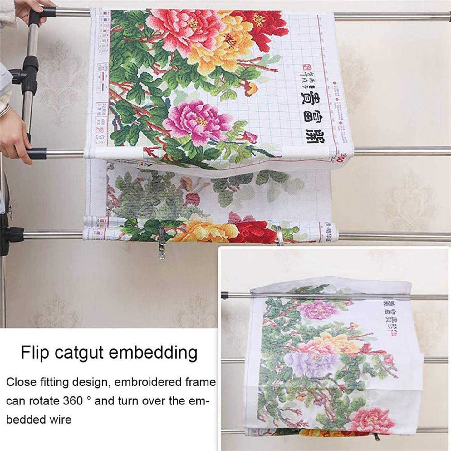 Adjustable Needlework Floor Frame for Art Craft Sewing - Standing Embroidery Lap Table and Cross Stitch Craft Stand, Ideal Holder for Crafting Enthusiasts.