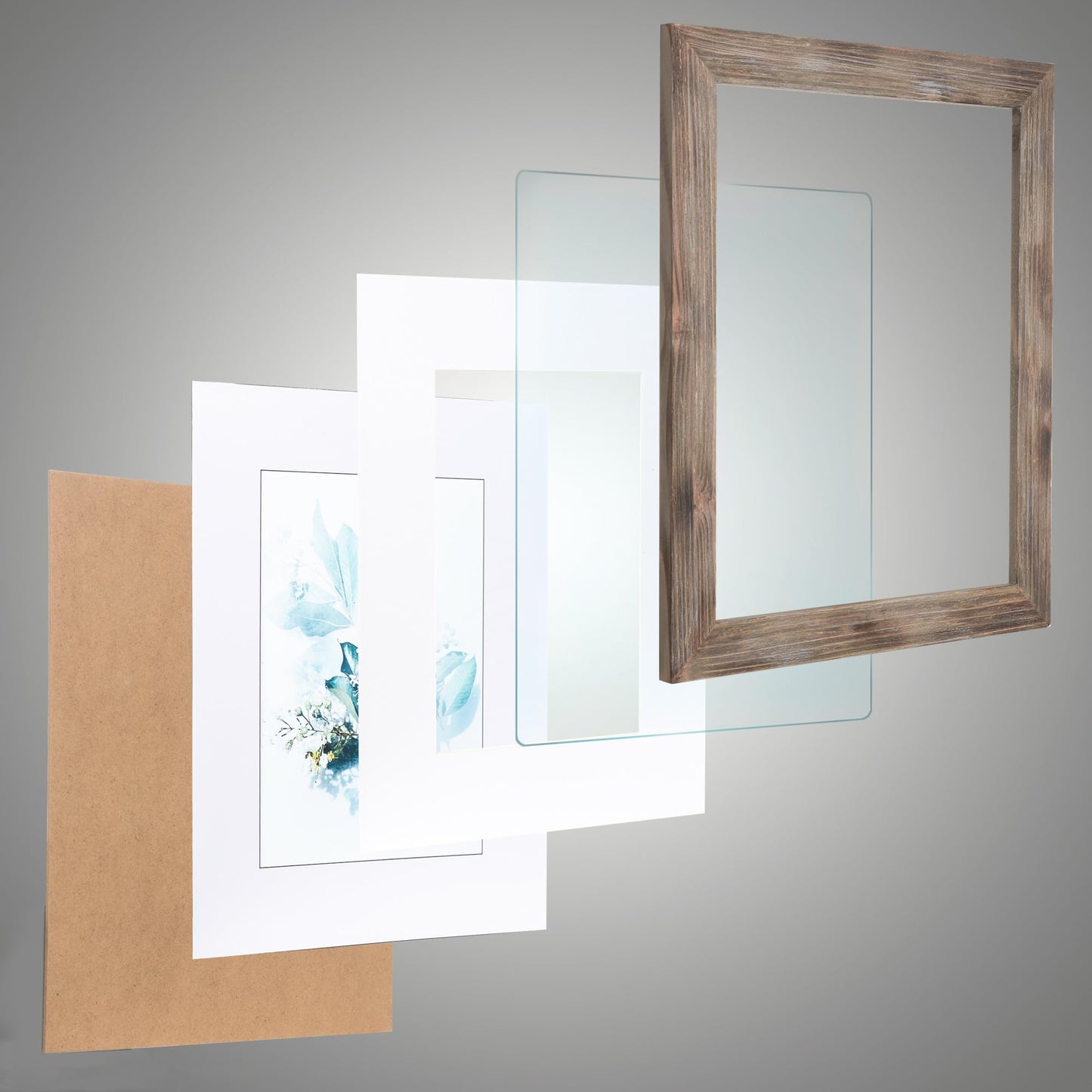 KAIWIN 100% Solid Wood Brown 11x14 Picture Frame 1 Pack Display Picture 8x10 with Mat, Rustic Wooden Photo Frames for Wall Mounting