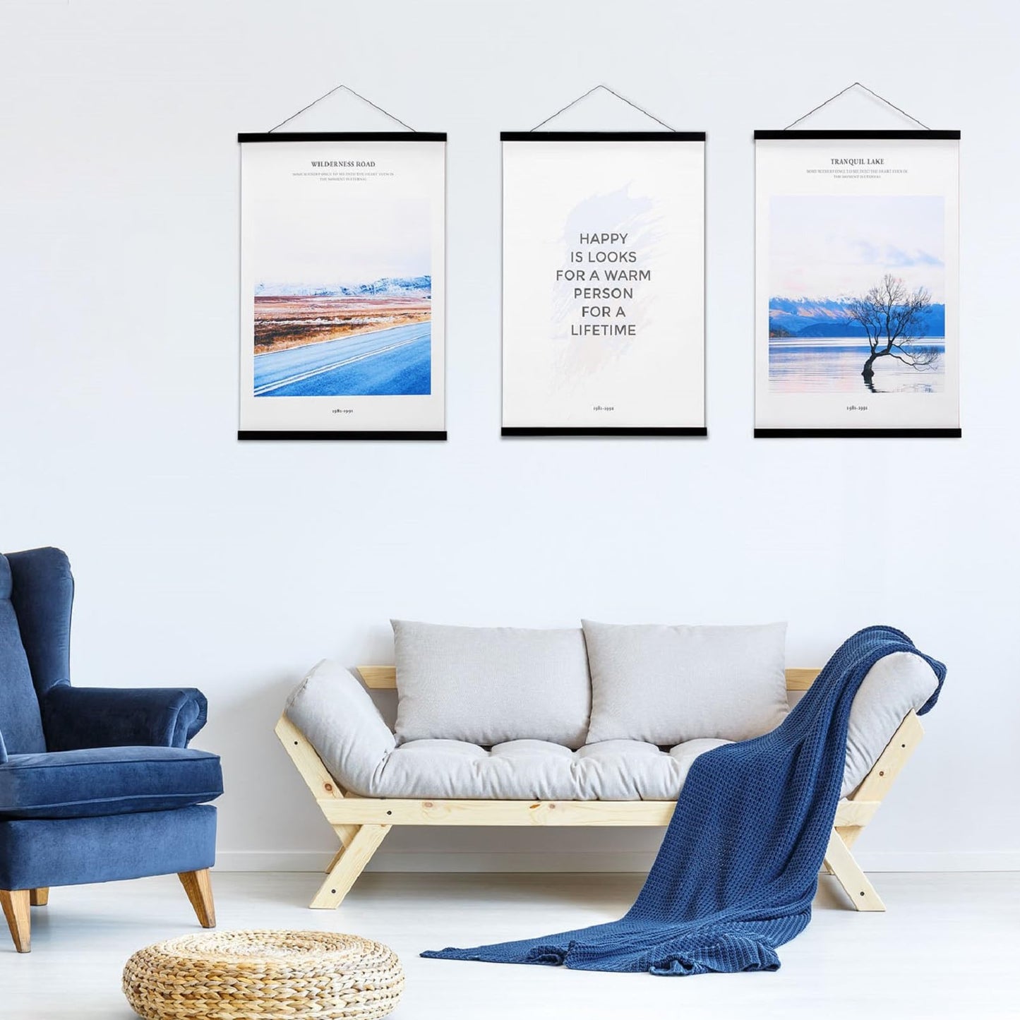 FALAMON 2 Pack Magnetic Poster Hanger Frame, 12x16 12x18 12x24 Magnet Poster Frame Hangers for Hanging Posters, Prints, Photos, Pictures, Maps, Scrolls, and Canvas Artwork (Black, 12")