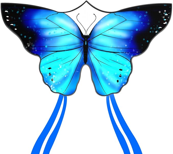 Butterfly Kites for Kids and Adults, Easy to Fly Large Single Line Kite for Boys and Girls - 55" x 28" Beach Kite for Beginners, 300ft String Handle Included