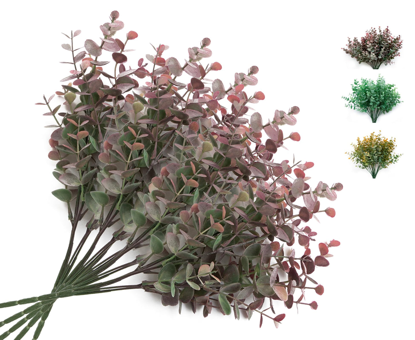 YOOHOTOUCH 5 Bundles Artificial Eucalyptus Stems，Faux Greenery Fake Dust Frosted Eucalyptus Branches Leaves，Fake Plants for Decoration（Dusty Mauve）
