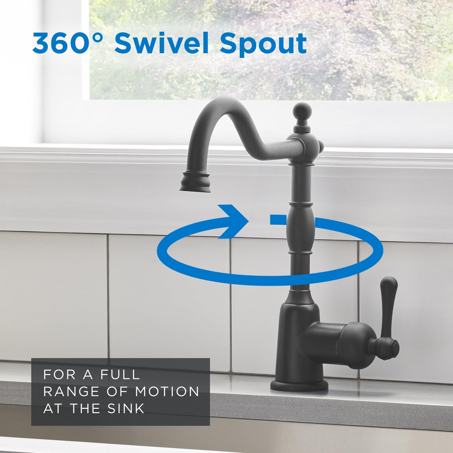 Gerber Opulence Black Kitchen Faucet with Side Spray - Farmhouse Style, Single Handle, Heavy-Duty Brass Construction, 2-Hole Installation in Satin Black, D401157BS