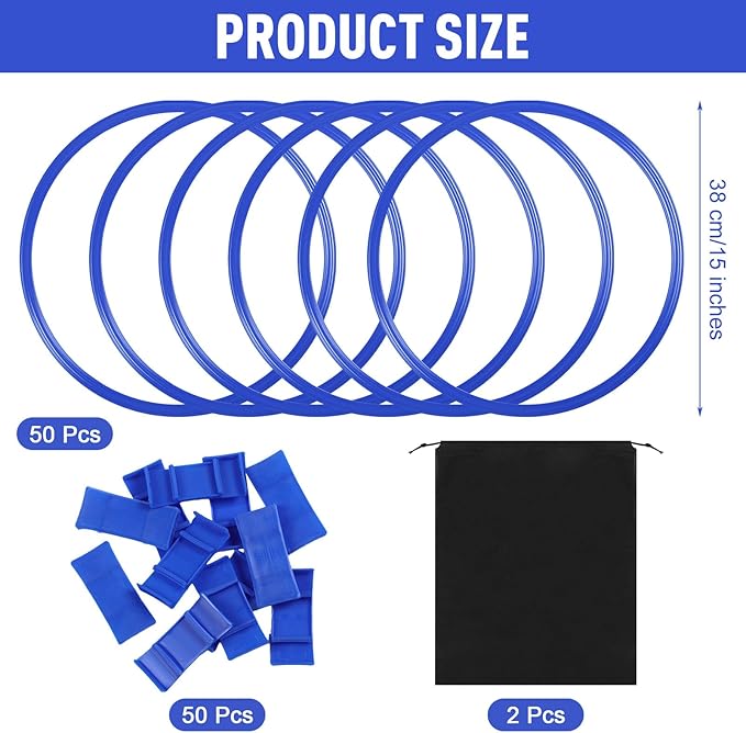 Shappy 50 Pcs Agility Rings with Storage Bags 15 Inch Agility Training Rings Hoop Exercise Ring Plastic Speed Rings Jumping Hoops for Sports Soccer Football Gymnastics Practice Games