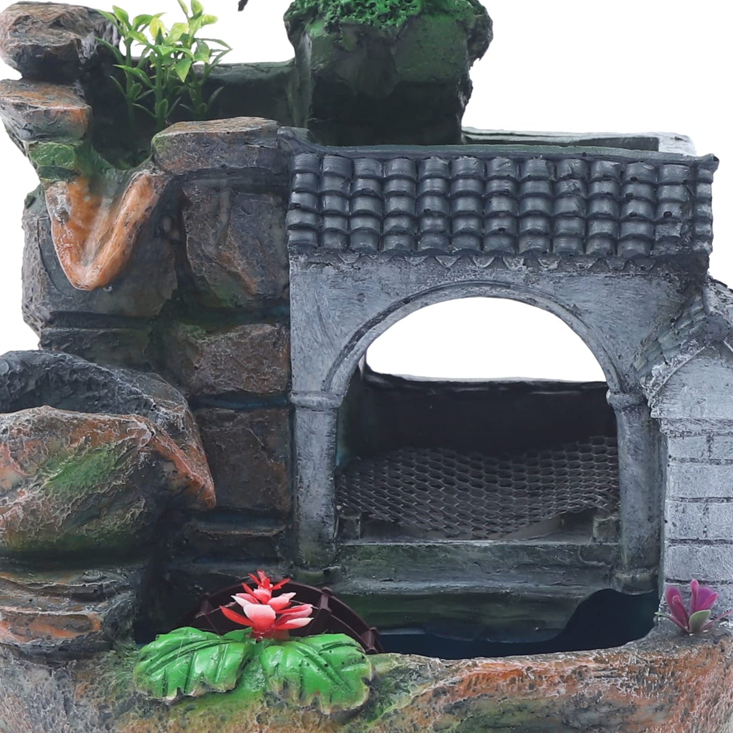 Indoor Rockery, 120V Tabletop Water Fountain Decor, 7.87 * 5.9 in Atomizing Waterfall Rockery Stone Tabletop Simulation Landscape Ornaments for Living Room, Study, Office Decor