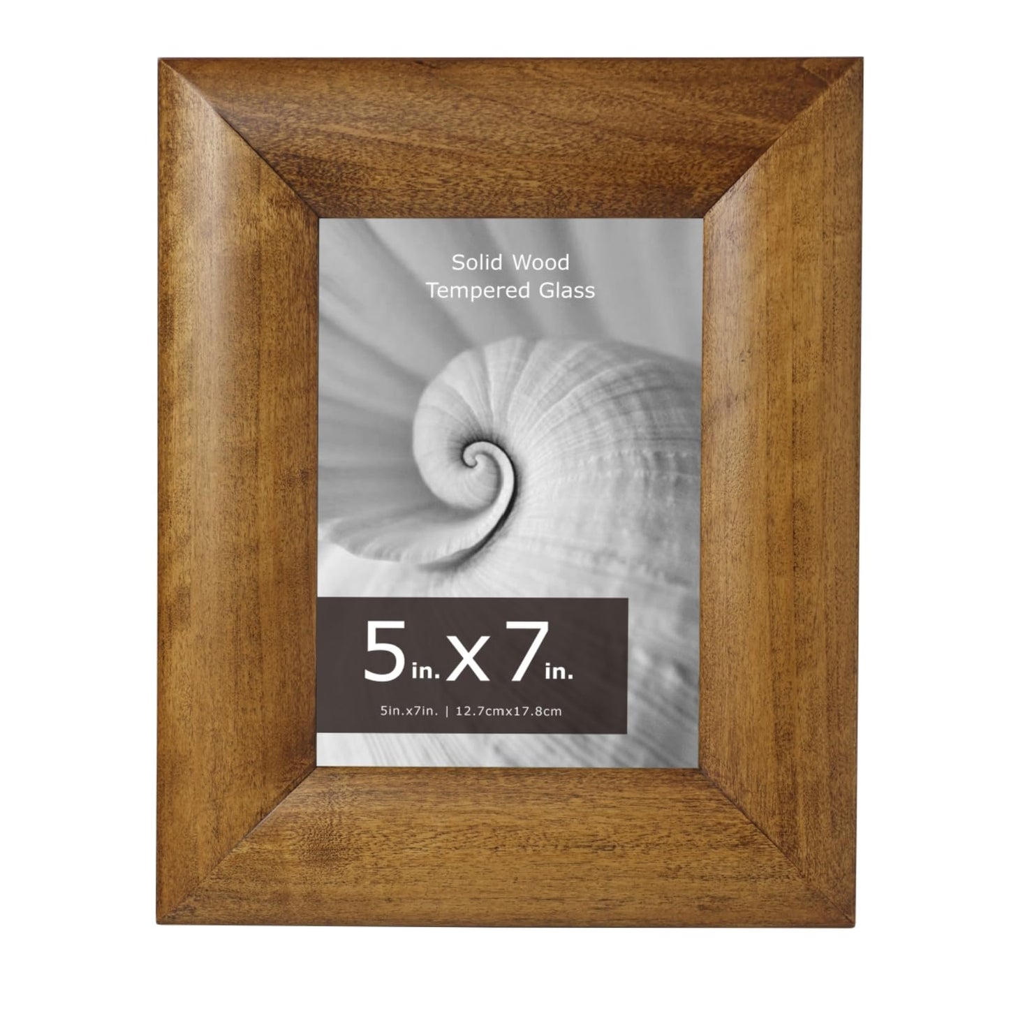 BRIVUE Picture Frame 5x7 with Tempered Glass, Solid Wood Photo Frame, Handmade Wooden Frame for Tabletop & Wall Display, Horizontal & Vertical Rustic Home Decoration, Father Day Gifts, Brown 1 Pack