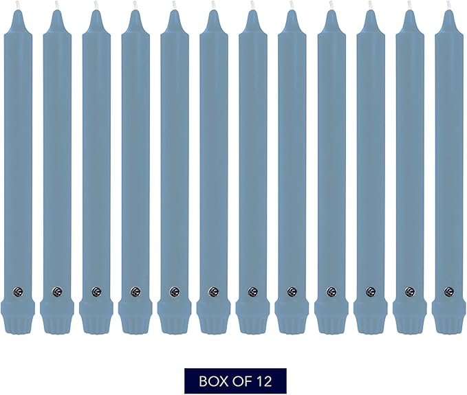 Colonial Candle Unscented Taper Candle, Classic Collection, Wedgewood, 10 in, Pack of 12 - Up to 8 Hours Burn