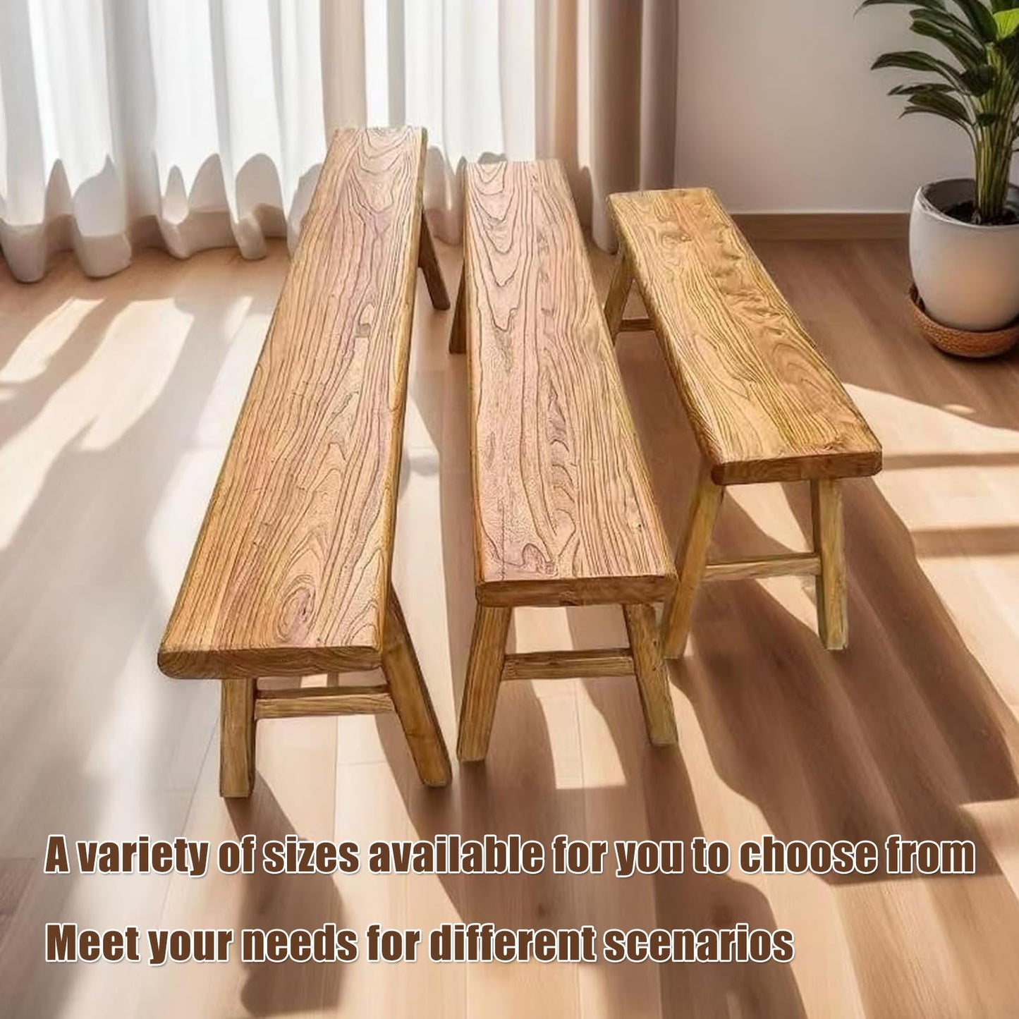 EoVrilyx Farmhouse Indoor Solid Wooden Noodle Bench - Rustic Entry Way Benches Seat,Maximum Load 880IB,Handcraft Finshed for Entryway Bedroom/Living Room/Dining Room