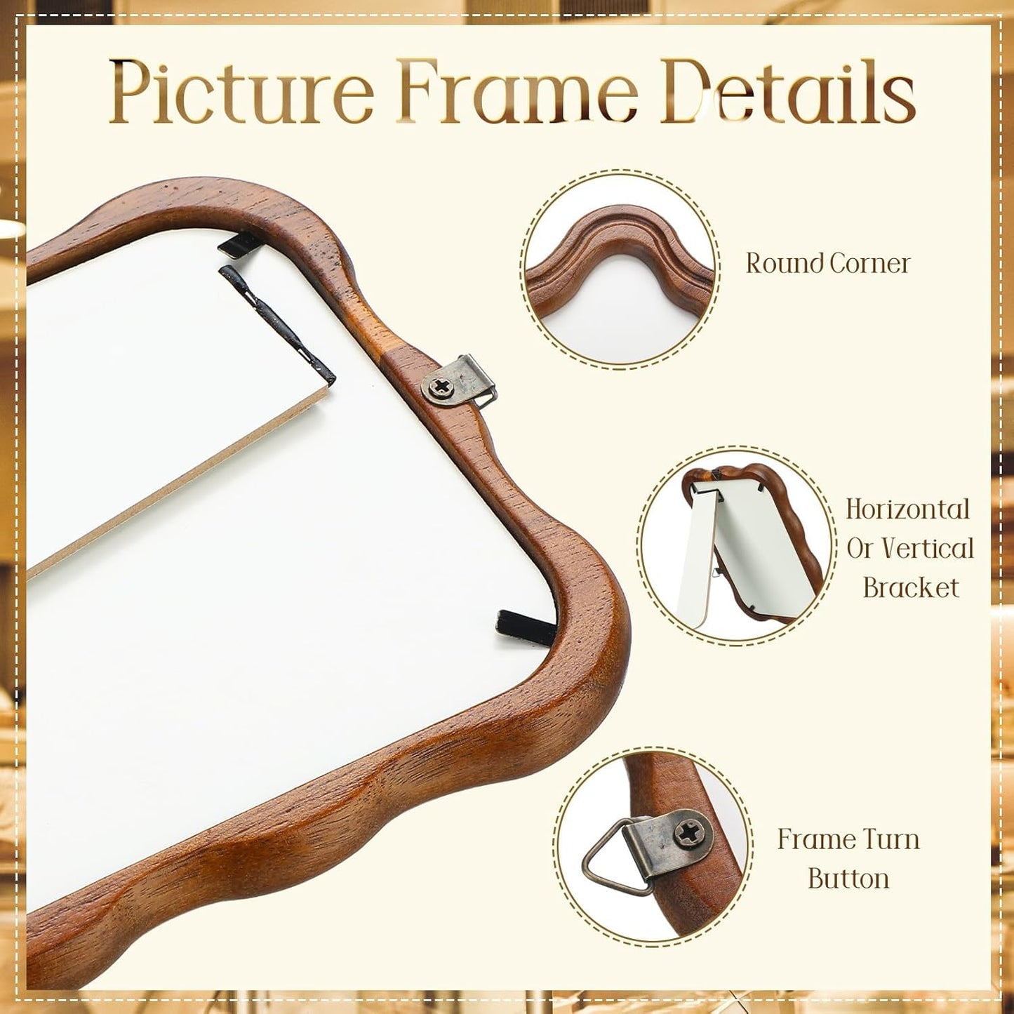 RattanView 4 x 6 Wood Scalloped Rustic Picture Frame Farmhouse Photo Frame with Acrylic Wavy Edge Vintage Acacia for Tabletop Vertical and Horizontal Display(2 Pcs)