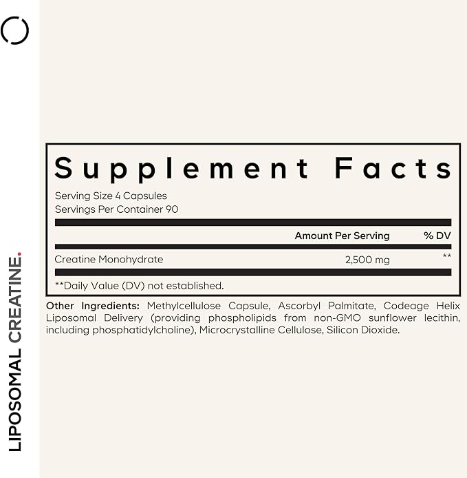 Codeage Liposomal Creatine Monohydrate Supplement, Pure Creatine 2500mg - 3 Months Supply, Micronized, Creatinine Muscles Sports Nutrition and Athletes, Non-GMO - 360 Capsules