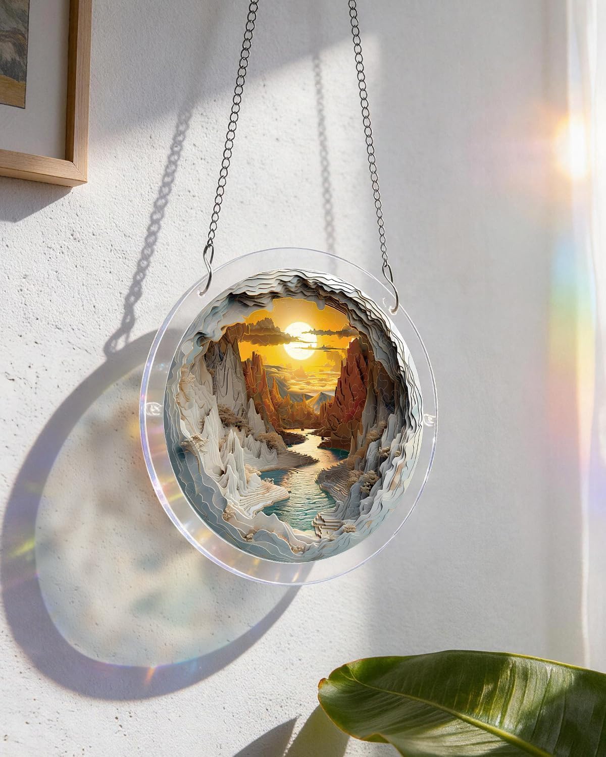 Acrylic Puzzles Suncatcher Window Hanging, Sunset Canyon Puzzle, Acrylic Suncatcher for Doors Garden, Mother's Day Christmas Birthday Gifts for Women Men (M - 8.2 * 8.2 in)