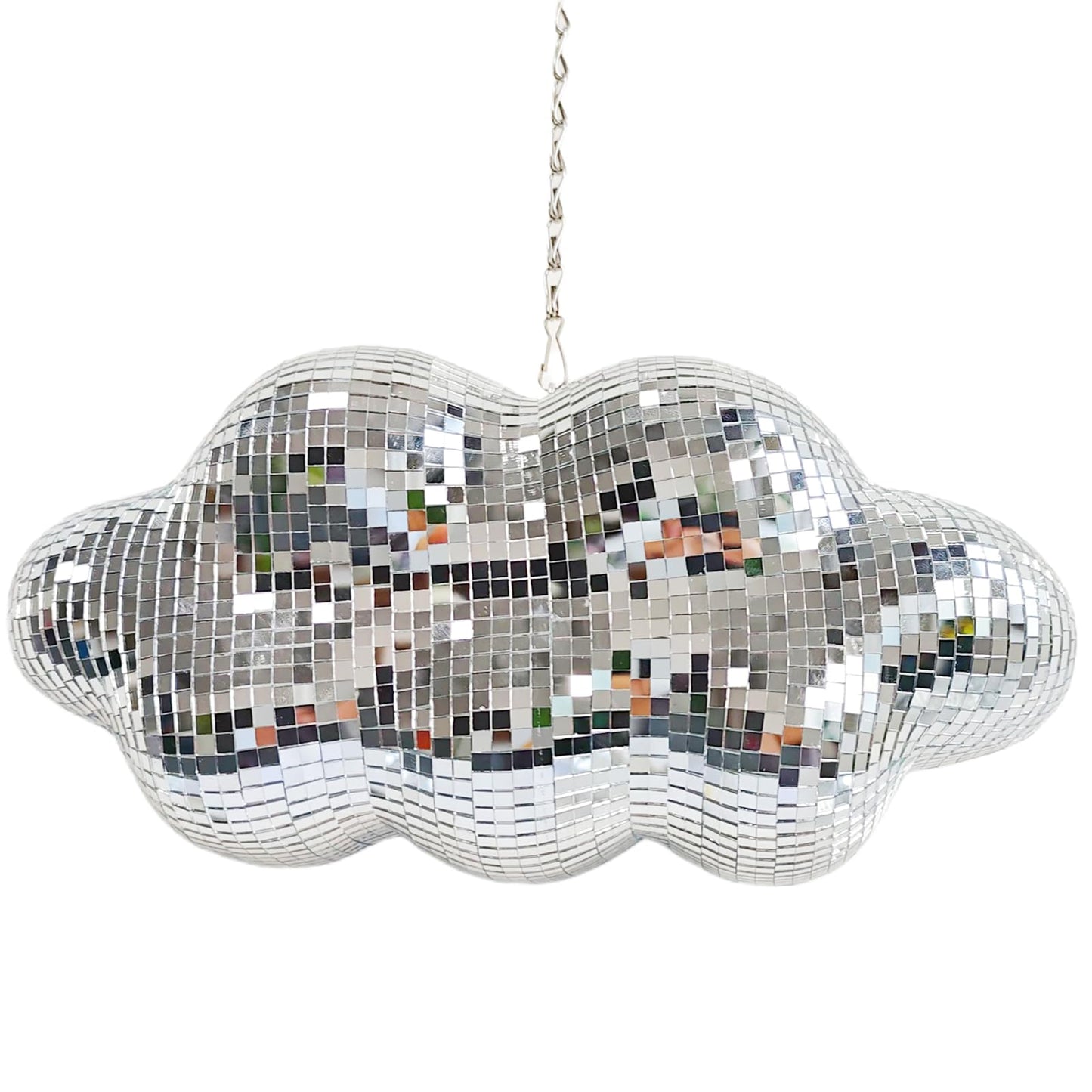 Disco Ball Cloud Shaped, Cute Hanging Party Mirror Decor with Chain, Retro Light Reflective Ball for Party Home Decor, Disco Mirror Ornaments, Silver, Design Patent