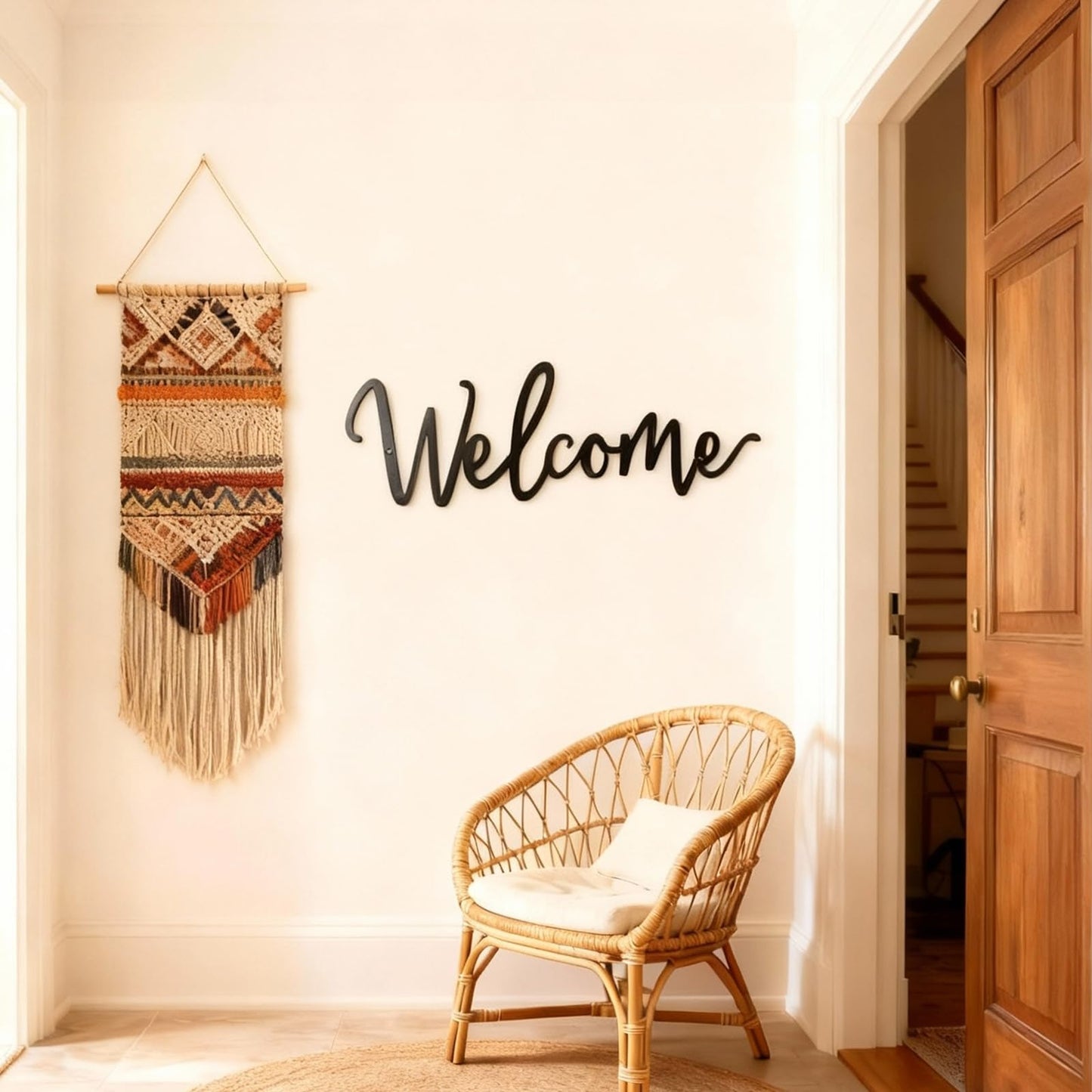 Sinseike Welcome Metal Sign Wall Decor (Black)