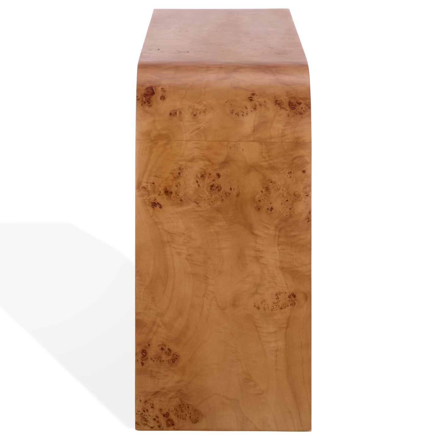 SAFAVIEH Couture Collection - Tessly Walnut Burl Veneer Console Table, Curved Waterfall Design, Fully Assembled (SFV5550A)