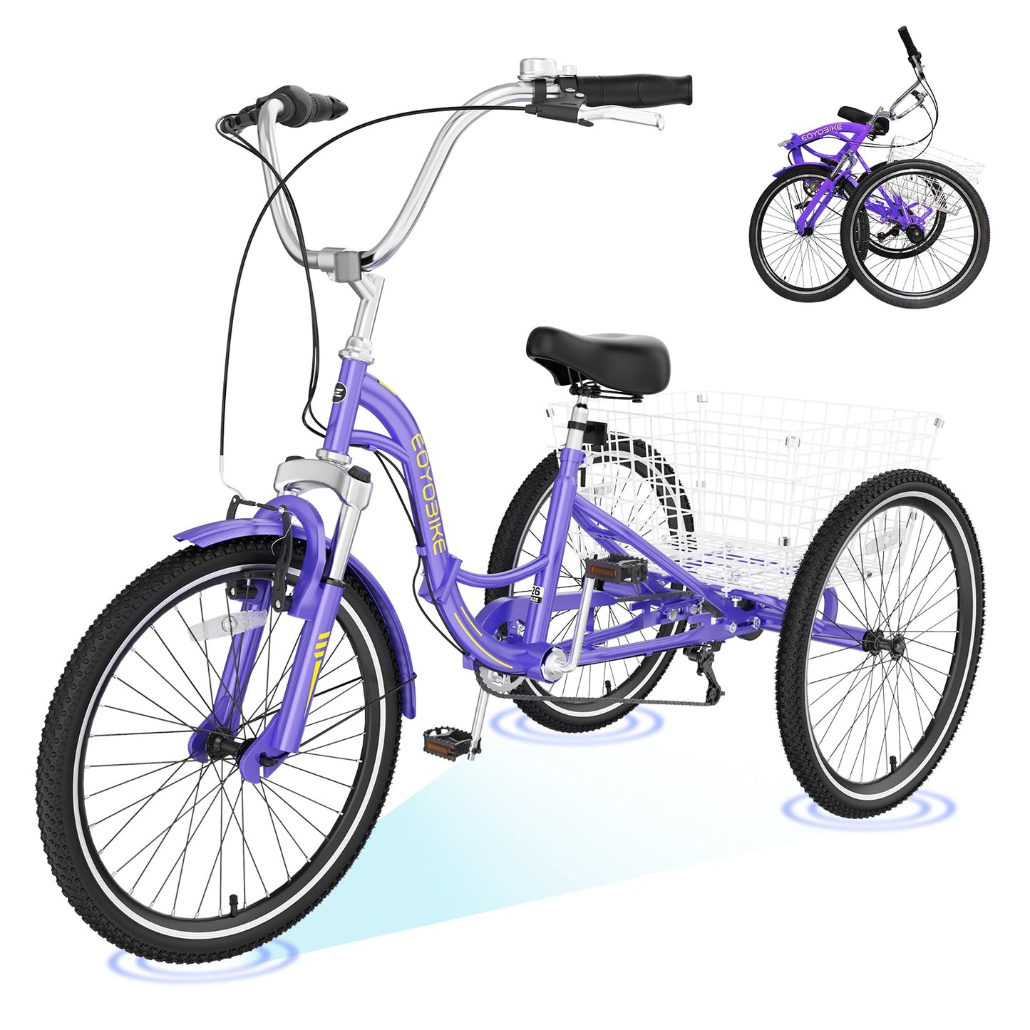 ABORON Adults Tricycle, 3 Wheels Bike for Adult, Tricycle for Adults, Double-Wall Wheel Rims, for Women Men Exercise Outdoor Sports