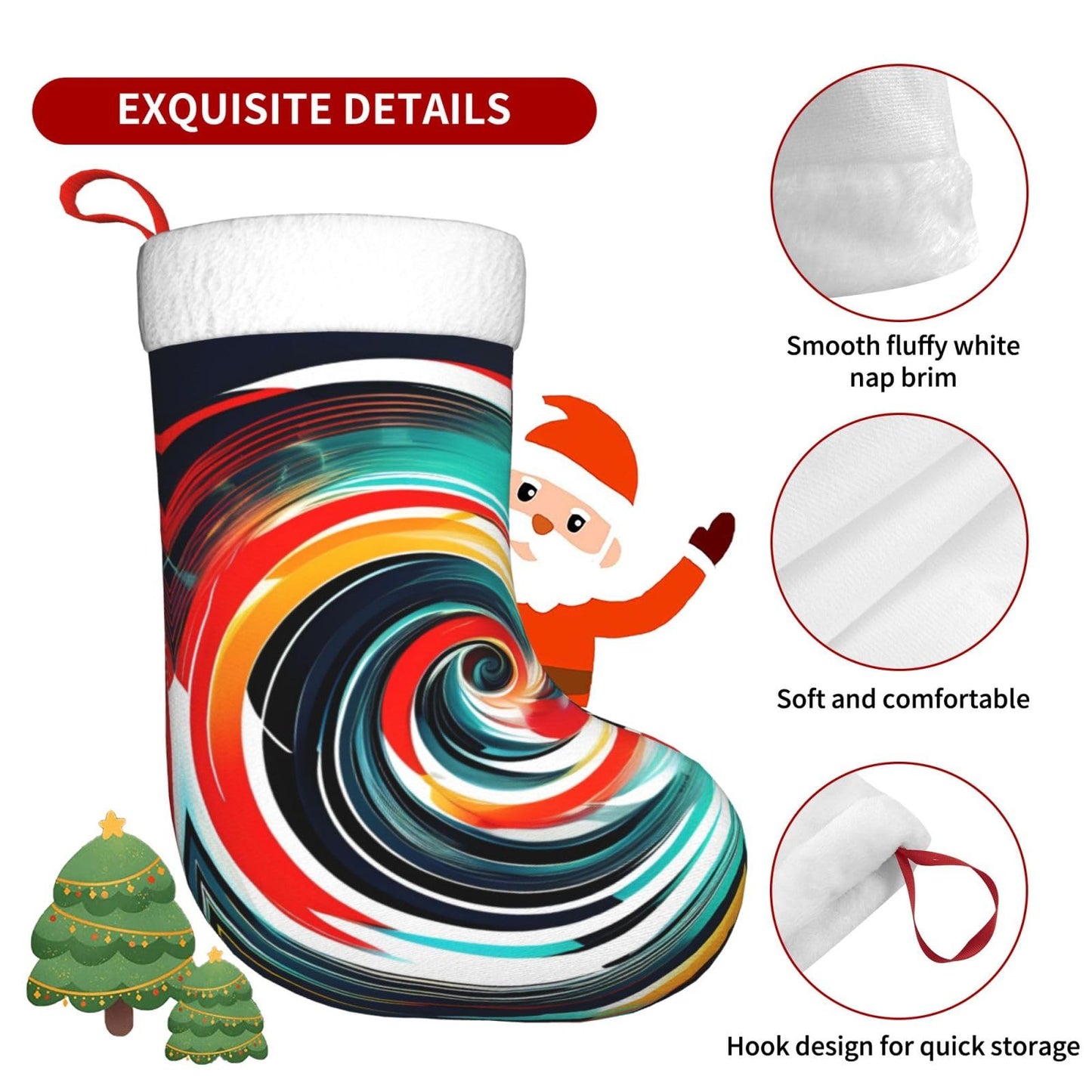 UUIKLPOL Abstract Circle Swirl Print Holiday Decorative Socks,Classic Christmas Stockings Festive Ornaments,Joyful Season Socks