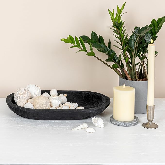Bloomingville Hand-Carved Paulownia Wood Bowl, Black