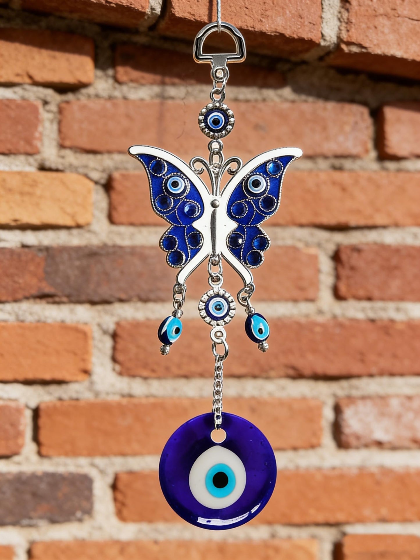 Blue Butterfly Evil Eye Wall Hanging Decor,Turkey Evil Eye Butterfly Amulet Door Car Hanging Accessories Ornament Pendant Charm