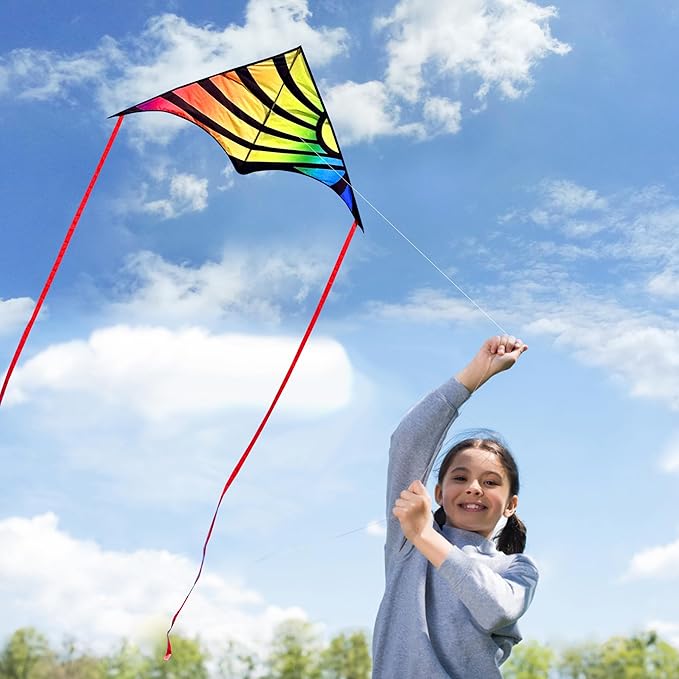 Xida Kites for Kids Ages 4-8, Large Kite for Adults, Easy to Fly Beach Kites with Handle and String,Perfect for Beginners,Beach,and Outdoor Flying Fun