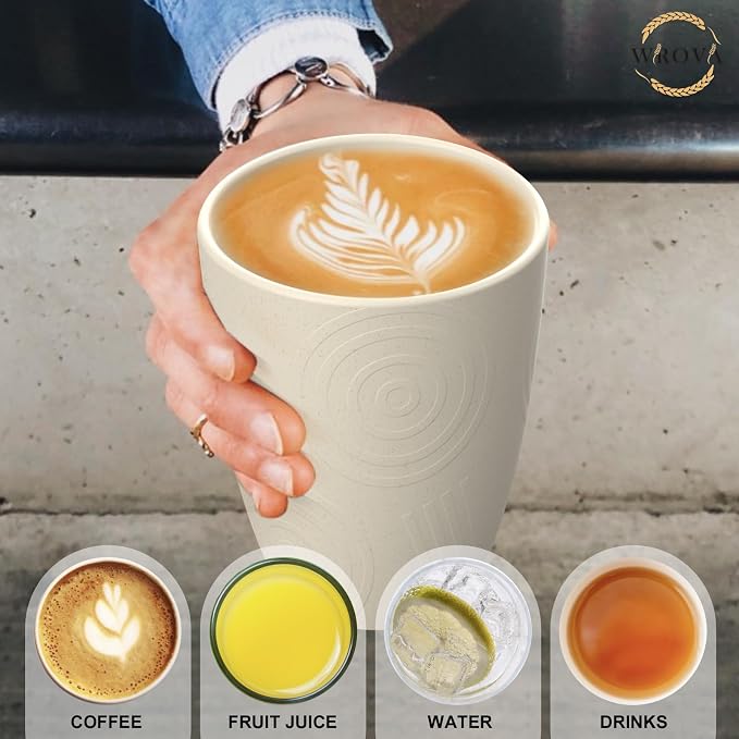 Wrova Wheat Straw Cups 8 PCS Good Alternative to Plastic Reusable Cups 12 oz Unbreakable Drinking Cup Reusable Dishwasher Safe Water Plastic Glasses Colorful