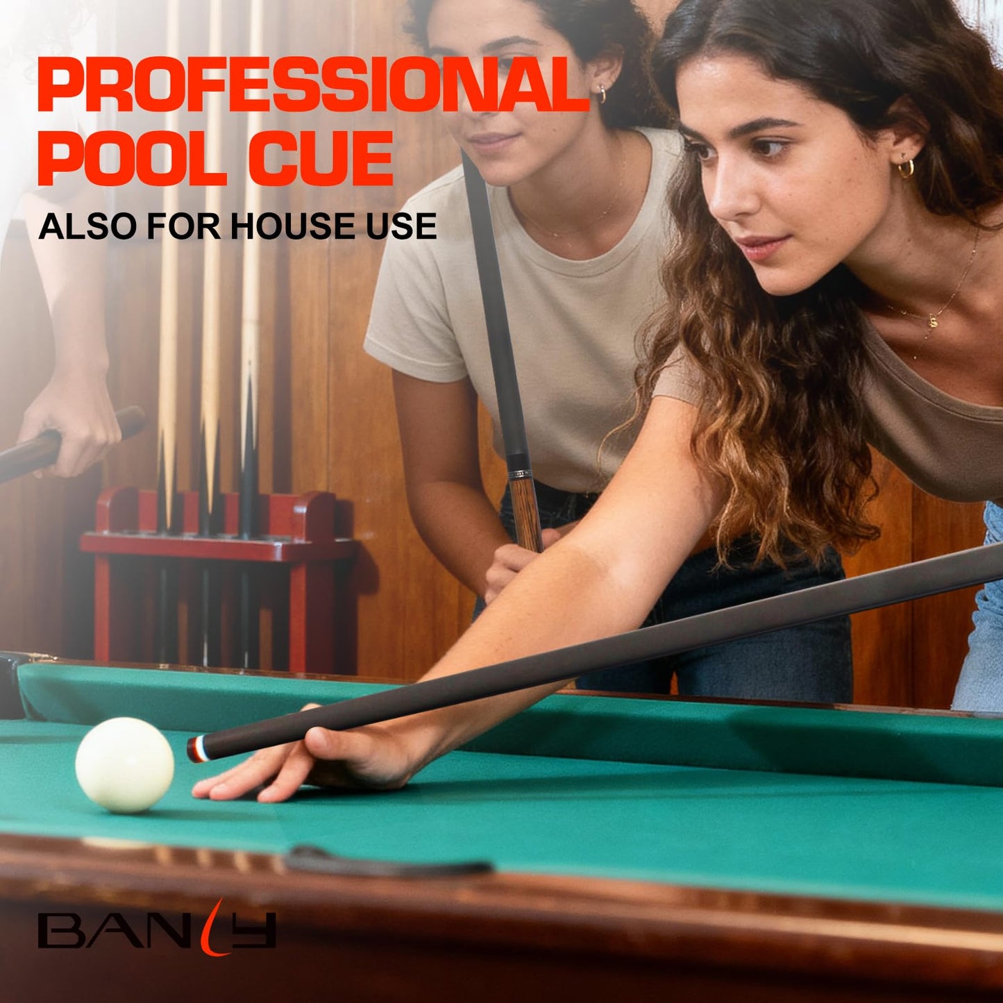 Banly Carbon Fiber Pool Cue - 12.5mm Time Crystal Tip, 58" Low Deflection Pool Sticks for Adults Professional Billiard Cue Sticks with Ebony Wood Butt