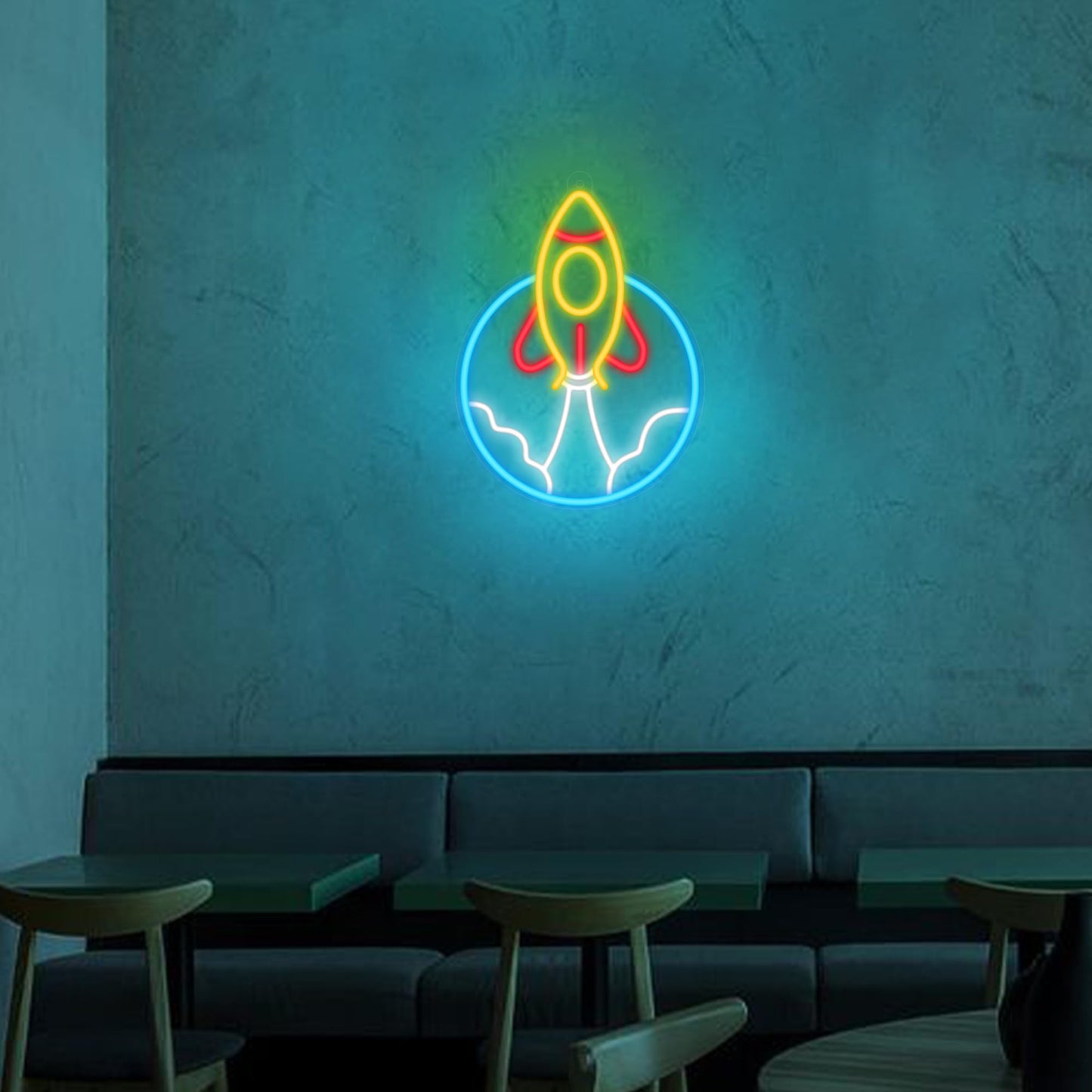 CoolGift Mart Rocket Neon Sign, LED Light Room Decor, USB Powered Light Up Space Element Universe Theme Decoration, for Bedroom Living Room Gaming Room Man Cave Home Party Birthday Gift for Teen Boys