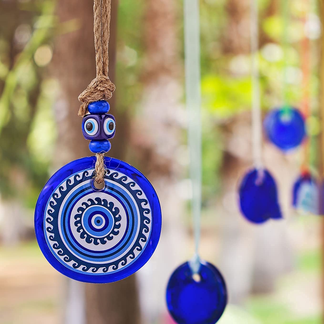 3inch Large Glass Evil Eye Amulet Mandala Decor Turkish Nazar Bead Home Protection Charm Wall Hanging Ornament for Christmas Tree