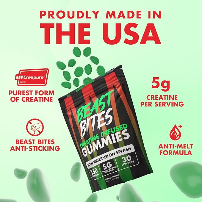 Creatine Infused Gummies - 5g Creapure Creatine Monohydrate Per Serving - NSF Certified for Sport - 30 Servings