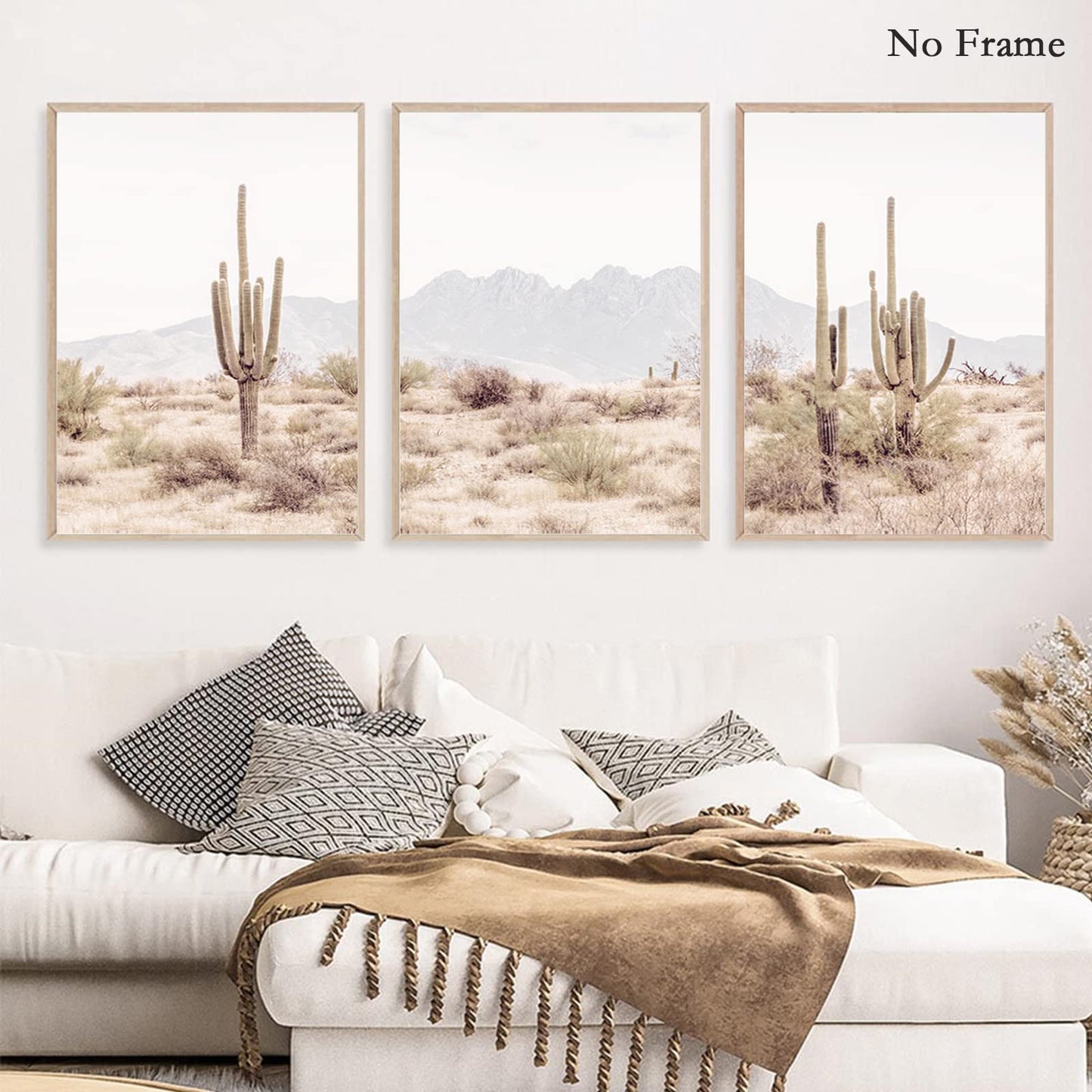 Pennclys Sonoran Desert Landscape Wall Art Cactus Arizona Canvas Wall Decor Desert Poster Pictures Saguaro Cactus Art Prints Landscape Painting for Home Bedroom 12x16x3 Inch Unframed